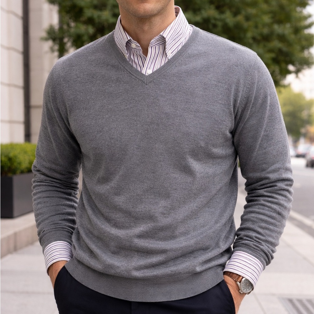 Elegant Charcoal V-Neck Sweater for Men Scalpers
B17
